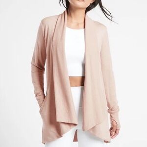 Athleta Pranayama Open Wrap Cardigan Mocha Latte Colored Sweater SIZE SMALL